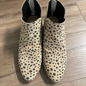 Dolce Vita Tan and Black Spotted Ankle Booties
